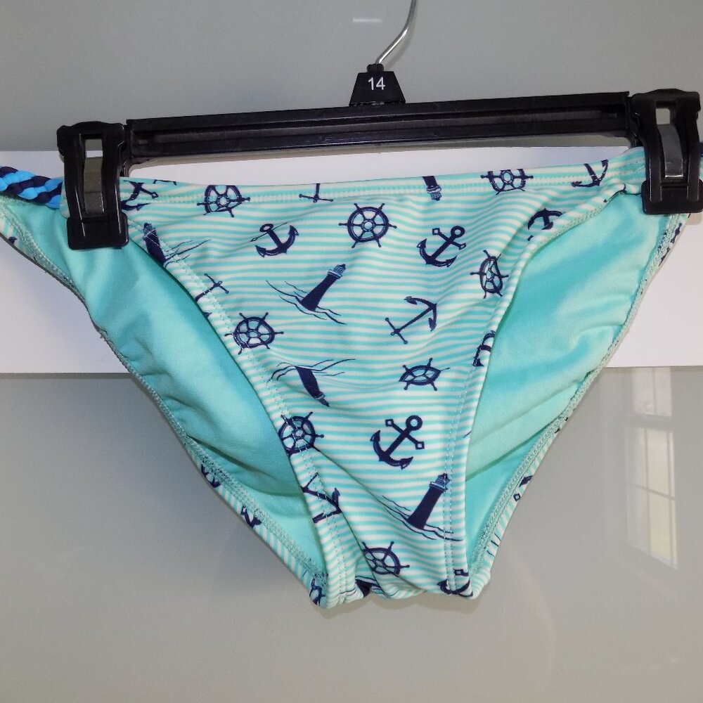 VM Nautical Striped Multi-Color Bikini Bottom Size L Women's NEW